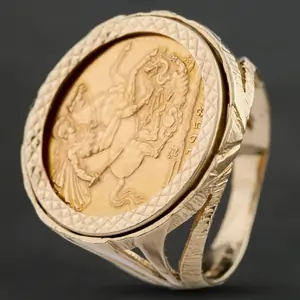 Pre-Owned 9ct Yellow Gold 1958 Half Sovereign Coin Ring 412001426BND