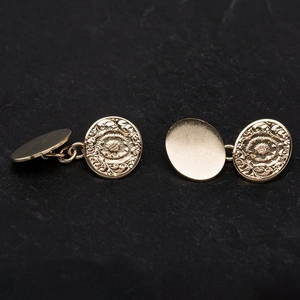 Pre-Owned 9ct Yellow Gold Engraved Oval Cufflinks 4119574