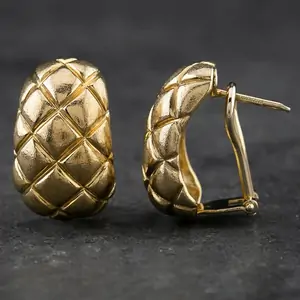Pre-Owned 9ct Yellow Gold Quilted Stud Earrings 4117950