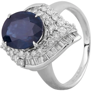 Pre-Owned Platinum 3.60ct Sapphire & 1.00ct Diamond Cluster Ring 4336009