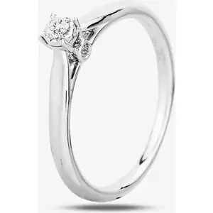 Pure Brilliance 9ct White Gold 0.10ct Diamond Bridge Accent Diamond Solitaire Ring THR20598-10 L