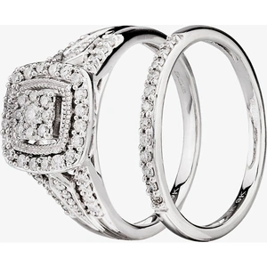 Pure Brilliance 9ct White Gold 0.50ct Diamond Cushion Bridal Ring THR21953-50 L