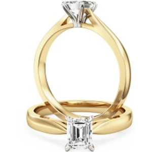 Purely Diamonds A classic emerald cut solitaire diamond ring in 18ct yellow & white gold