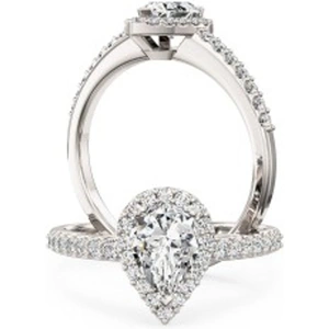 Purely Diamonds An amazing pear shaped diamond halo with shoulder stones in platinum