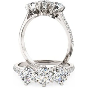 Purely Diamonds A stunning three stone diamond ring with shoulder stones in 18ct white gold (In stock)