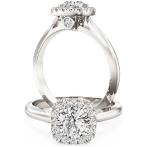 Purely Diamonds A stunning round brilliant cut diamond cushion shaped halo in platinum