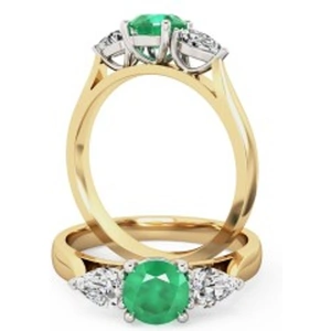 Purely Diamonds A classic emerald & diamond three stone ring in 18ct yellow & white gold (In stock)