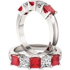 Purely Diamonds A stunning five stone princess cut ruby & diamond eternity ring in 18ct white gold