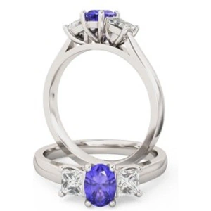 Purely Diamonds A stunning three stone tanzanite & diamond ring in 18ct white gold