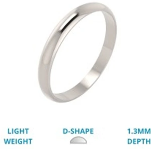 View product details for the A simple but classic ladies D shape wedding ring in light-weight platinum