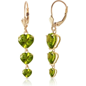QP Jewellers Peridot Triple Heart Drop Earrings in 9ct Gold