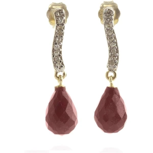 QP Jewellers Ruby & Diamond Droplet Earrings in 9ct Gold