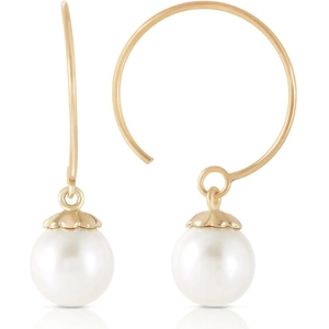 QP Jewellers Pearl Eclipse Circle Wire Earrings 4ctw in 9ct Gold