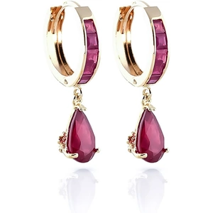 QP Jewellers Ruby Huggie Drop Earrings in 9ct Gold