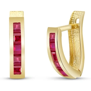 QP Jewellers Ruby Acute Huggie Earrings 1.3ctw in 9ct Gold