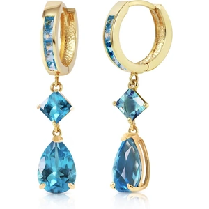 QP Jewellers Blue Topaz Droplet Huggie Earrings in 9ct Gold