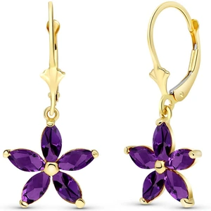 QP Jewellers Amethyst Flower Star Drop Earrings 2.8ctw in 9ct Gold