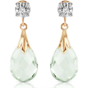 QP Jewellers Green Amethyst & Diamond Comet Stud Earrings in 9ct Gold