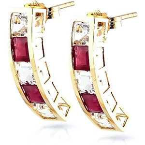 QP Jewellers Ruby & White Topaz Channel Set Stud Earrings in 9ct Gold