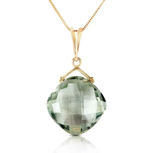QP Jewellers Cushion Cut Green Amethyst Pendant Necklace 8.75ct in 9ct Gold