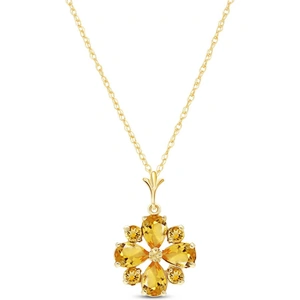 QP Jewellers Citrine Sunflower Pendant Necklace in 9ct Gold