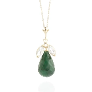 QP Jewellers Emerald & White Topaz Snowdrop Pendant Necklace in 9ct Gold