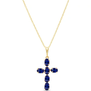 QP Jewellers Sapphire Rio Cross Pendant Necklace 1.5ctw in 9ct Gold