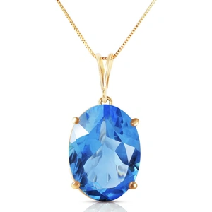QP Jewellers Oval Cut Blue Topaz Pendant Necklace 8ct in 9ct Gold