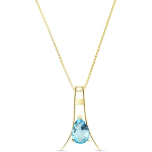 QP Jewellers Blue Topaz Eiffel Pendant Necklace 1.5ct in 9ct Gold