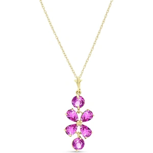 QP Jewellers Pink Topaz Blossom Pendant Necklace in 9ct Gold