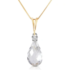 QP Jewellers White Topaz & Diamond Beret Pendant Necklace in 9ct Gold