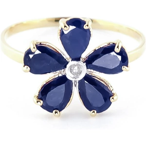 QP Jewellers Sapphire & Diamond Five Petal Ring in 9ct Gold
