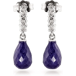 QP Jewellers Sapphire & Diamond Stem Droplet Earrings in 9ct White Gold
