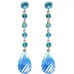QP Jewellers Blue Topaz By The Yard Drop Earrings in 9ct White Gold