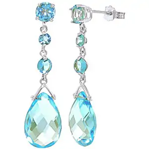 QP Jewellers Blue Topaz Pendulum Drop Earrings in 9ct White Gold