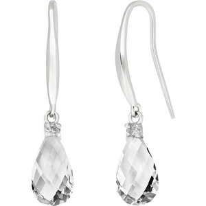 QP Jewellers White Topaz & Diamond Drop Earrings in 9ct White Gold