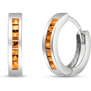 QP Jewellers Citrine Huggie Earrings 0.7ctw in 9ct White Gold