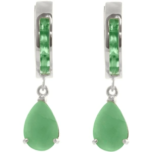 QP Jewellers Emerald Huggie Drop Earrings 1.3ctw in 9ct White Gold