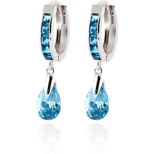 QP Jewellers Blue Topaz Huggie Drop Earrings in 9ct White Gold