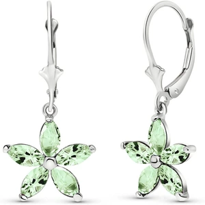QP Jewellers Green Amethyst Flower Star Drop Earrings 2.8ctw in 9ct White Gold