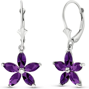 QP Jewellers Amethyst Flower Star Drop Earrings 2.8ctw in 9ct White Gold