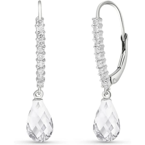 QP Jewellers White Topaz & Diamond Laced Stem Drop Earrings in 9ct White Gold