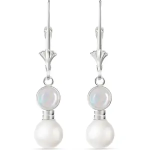 QP Jewellers Opal & Pearl Drop Earrings in 9ct White Gold