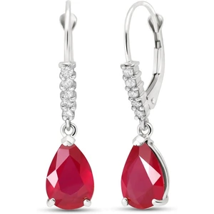 QP Jewellers Ruby & Diamond Belle Drop Earrings in 9ct White Gold