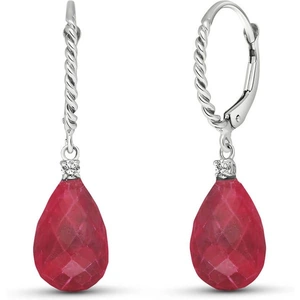QP Jewellers Ruby & Diamond Stem Drop Earrings in 9ct White Gold