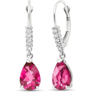 QP Jewellers Pink Topaz & Diamond Belle Drop Earrings in 9ct White Gold