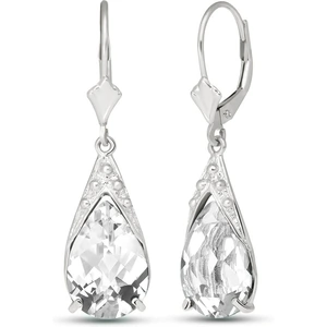 QP Jewellers White Topaz Snowcap Drop Earrings 10ctw in 9ct White Gold