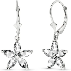 QP Jewellers White Topaz Flower Star Drop Earrings 2.8ctw in 9ct White Gold