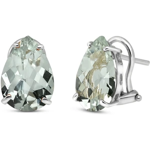 QP Jewellers Green Amethyst Droplet Stud Earrings 10ctw in 9ct White Gold