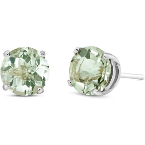 QP Jewellers Green Amethyst Stud Earrings 3.1ctw in 9ct White Gold
